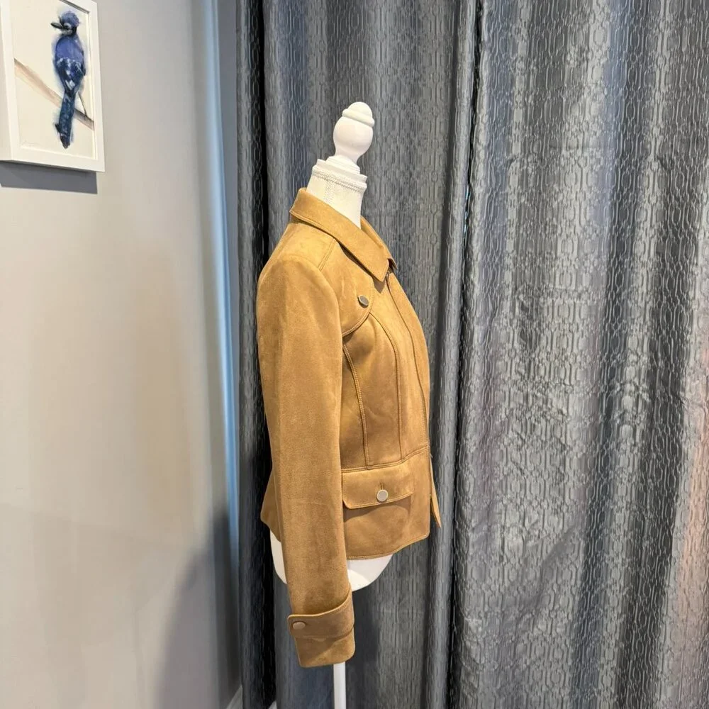 White House Black Market Women's Ultra-Suede Jacket in Camel Size S - Picture 3 of 7